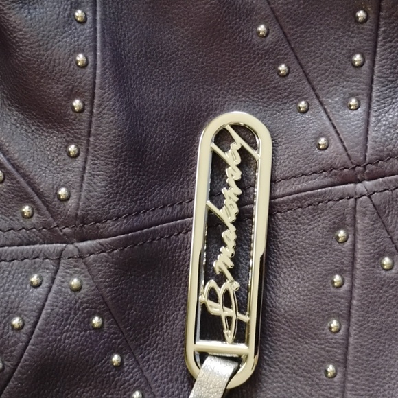 B. Makowsky Studded Plum Leather Shoulder Purse | Like New - Picture 2 of 9
